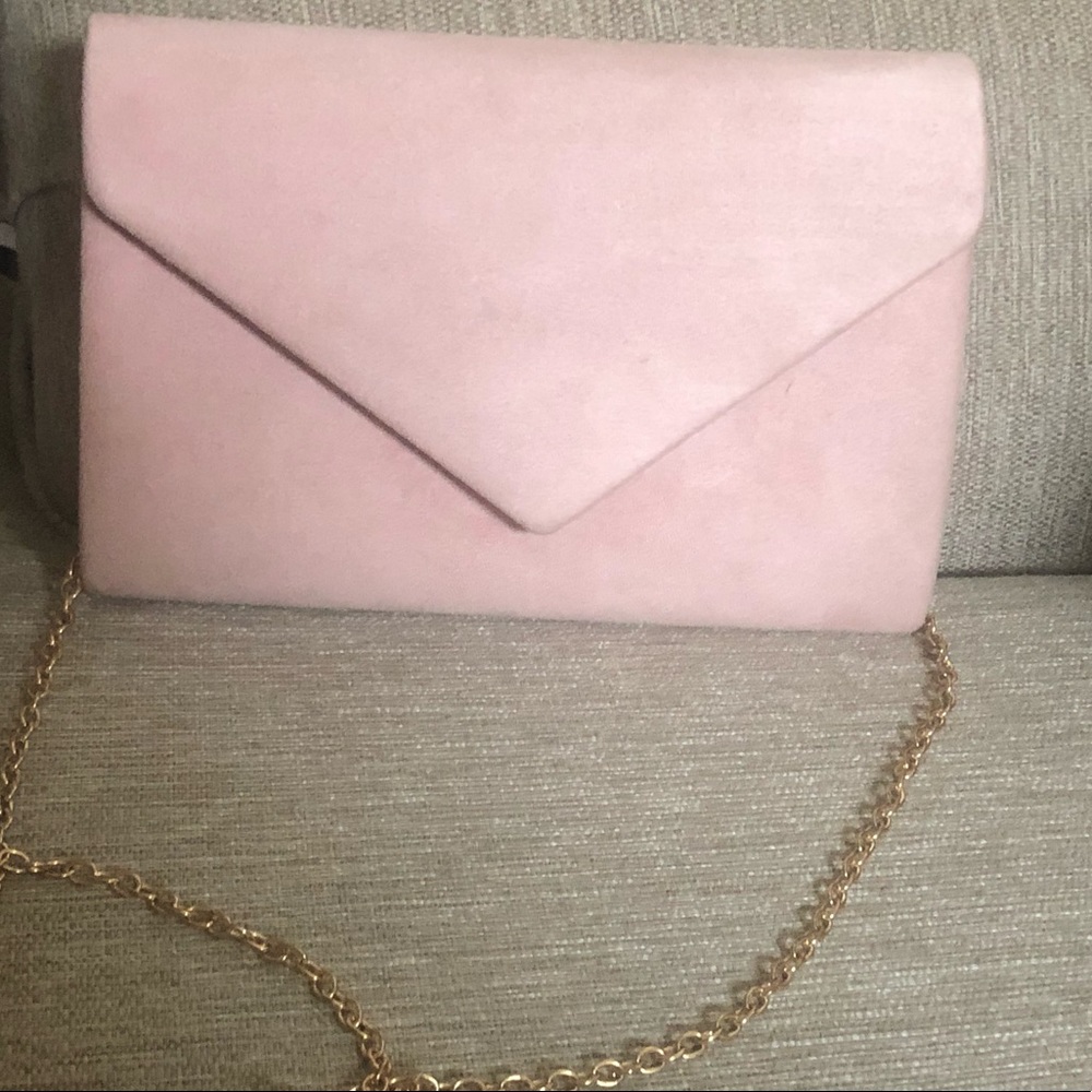 Used once! Baby pink purse with gold strap